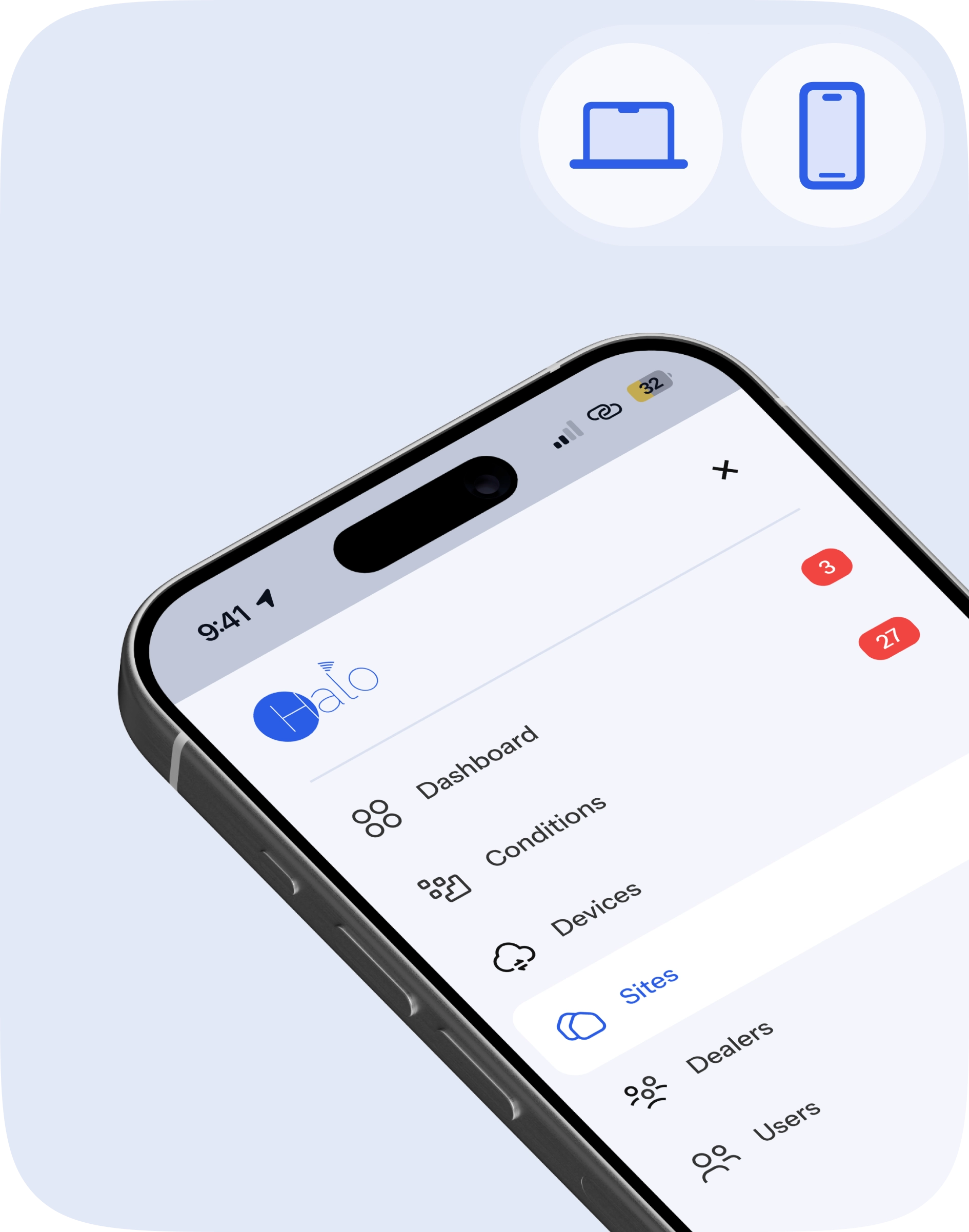 Mobile-first interface with status badges, contrast modes, and consistent layout tokens