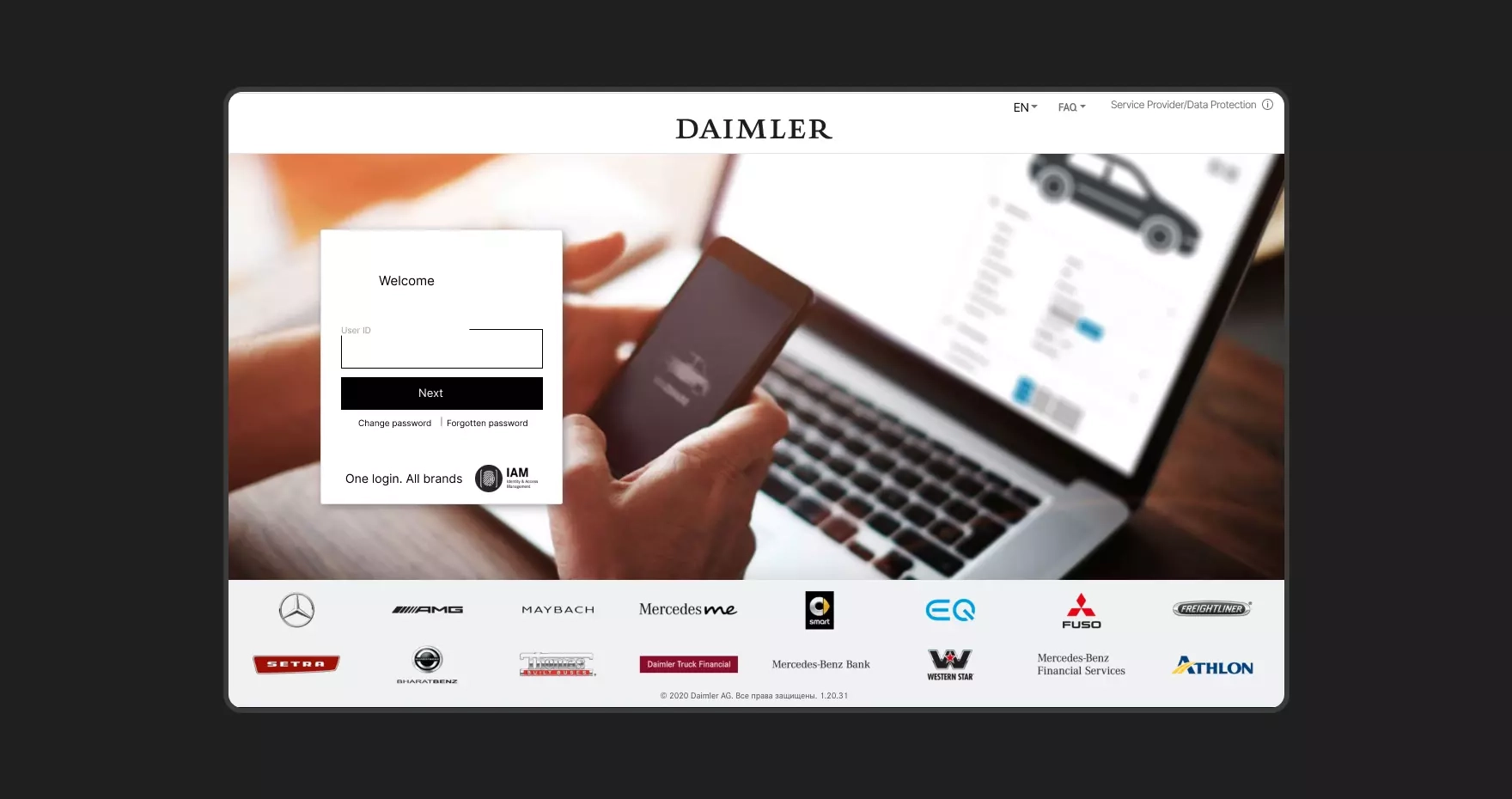 Corporate login screen with OpenID single sign-on for the analytics platform