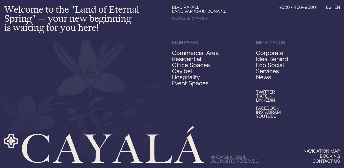 Color palette and UI accents inspired by Cayalá’s identity and White Nun Orchid