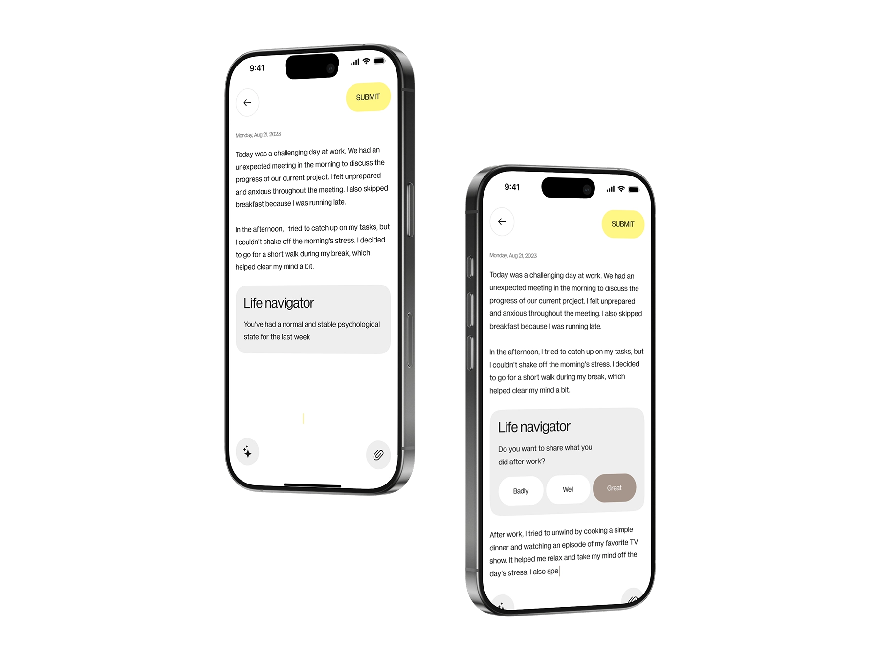 Add Journal editor with minimal UI optimized for long text on mobile