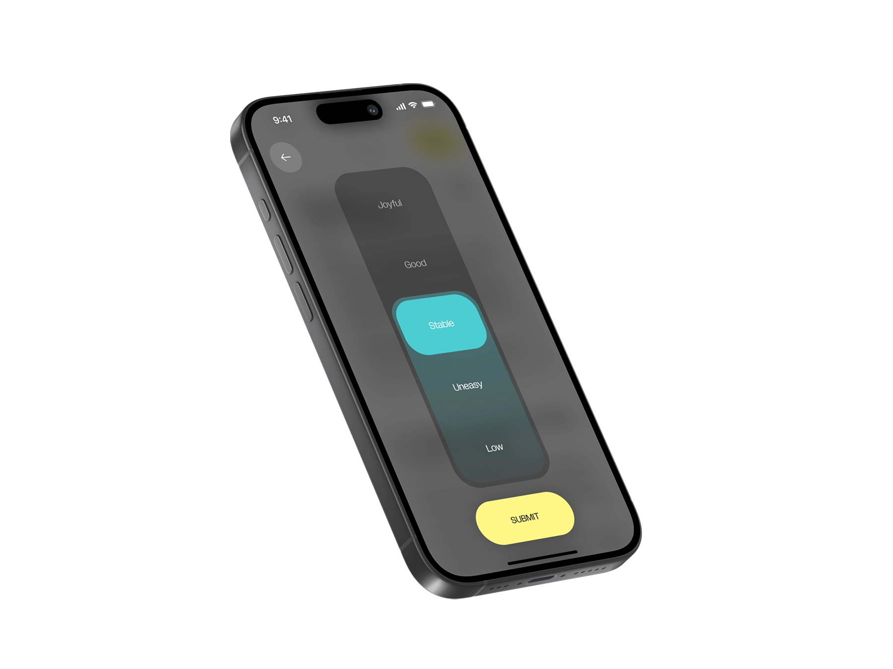 Mood rating selector that tailors the AI’s assistance