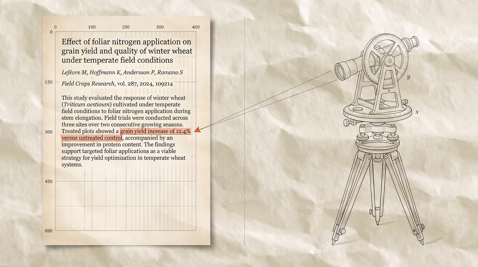 Scientific trial PDF with highlighted source text linked to coordinate-aware traceability
