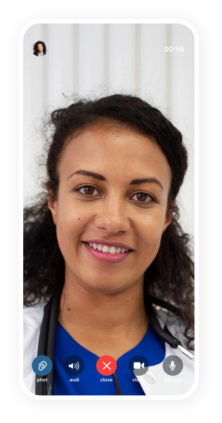 Live video consultation with a veterinarian inside the Petstory app